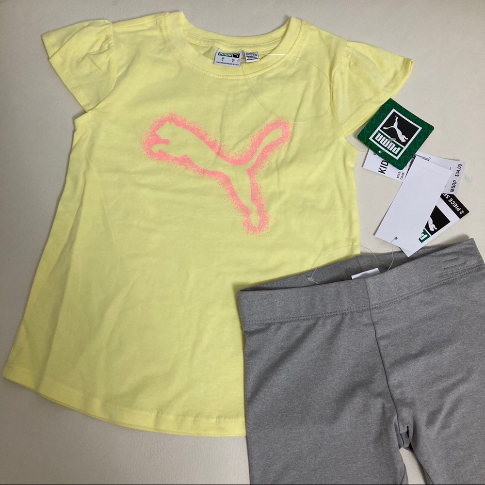 Puma sparkly cute yellow leggings set - Picture 2 of 4